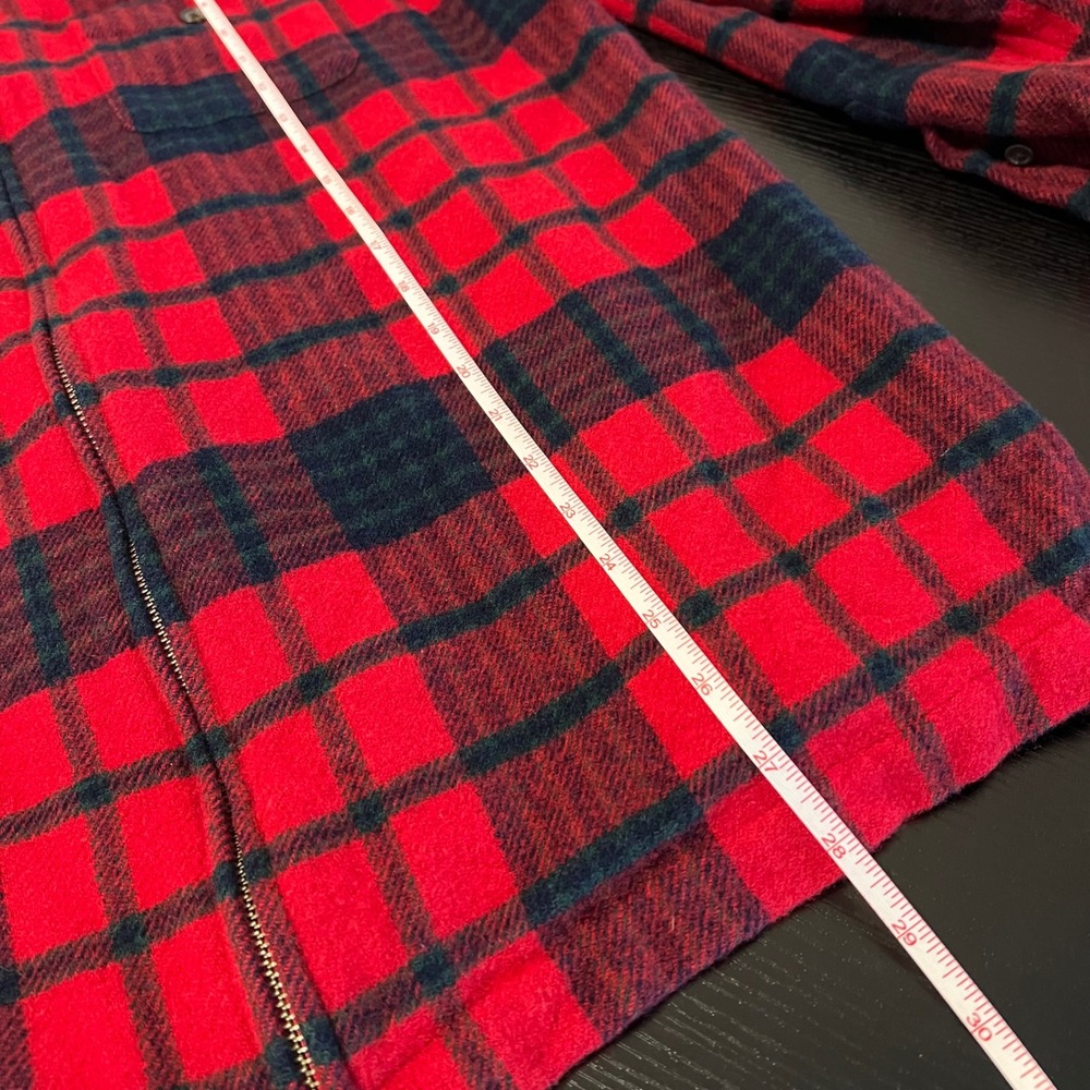 Lauren Ralph Lauren Red Plaid 100% Lambswool Full Zip Shirt Jacket Men's Large - Picture 9 of 11